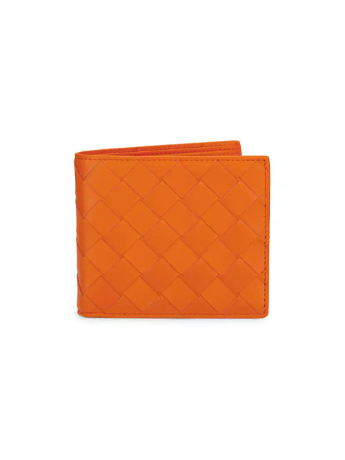 Woven Leather Billfold Wallet