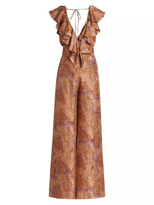 Dina Paisley Silk Jumpsuit