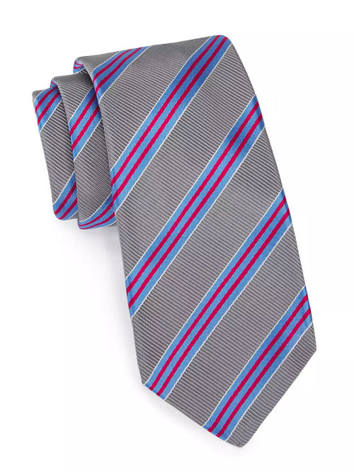 Striped Silk-Blend Tie