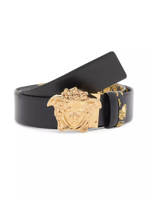 Leather Medusa Buckle Belt