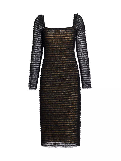 Smocked Long-Sleeve Midi-Dress | £556.60 | Mirror Online