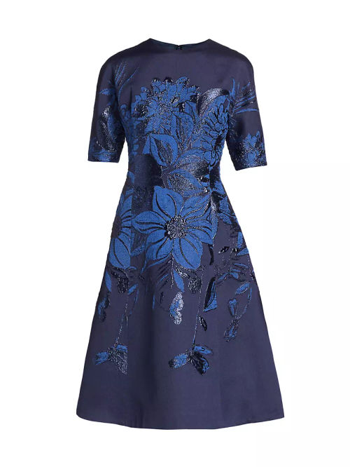 Floral Jacquard Cocktail Dress