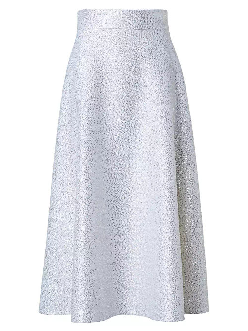 Sequined Wool-Blend Flare...