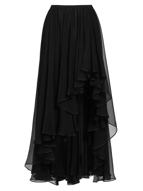 Silk Ruffled Maxi Skirt