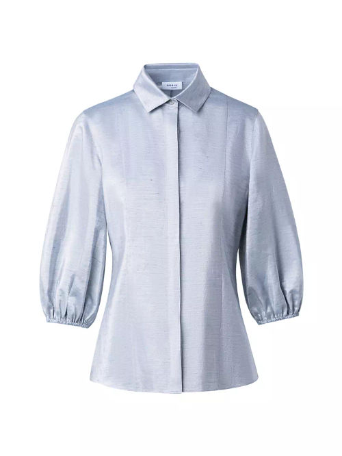 Metallic Puff-Sleeve Blouse