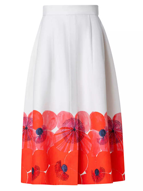 Poppy Cotton-Silk Midi-Skirt