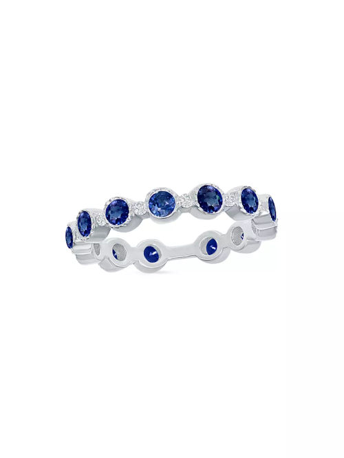 14K White Gold, Blue Sapphire...