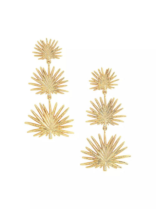 Palm 18K-Gold-Plated & Cubic...