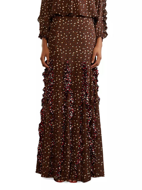 Silk Cheetah Ruffled Maxi...