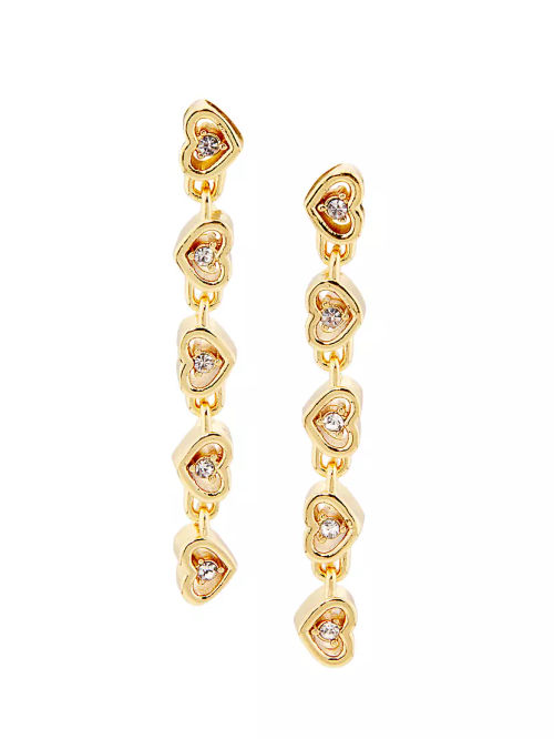 Goldtone & Crystal Heart Drop...