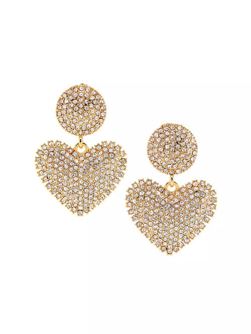 Goldtone & Crystal Heart Drop...