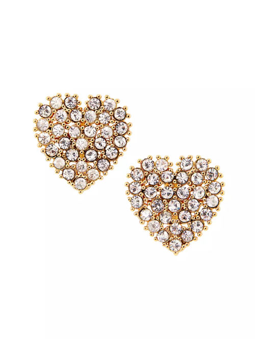 Goldtone & Crystal Heart Stud...