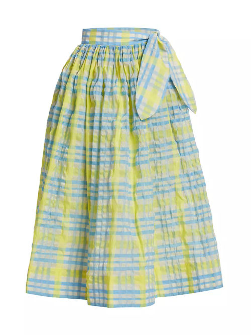 Plaid Cotton-Blend Midi-Skirt