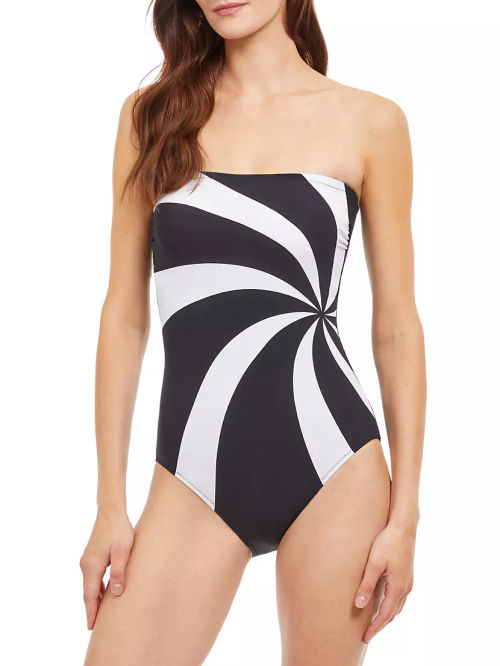 Swirled Strapless One-Piece...