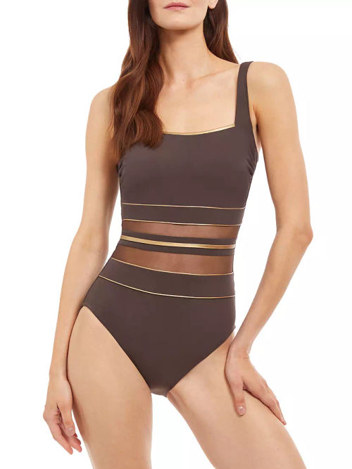 Onyx Mesh-Paneled One-Piece...