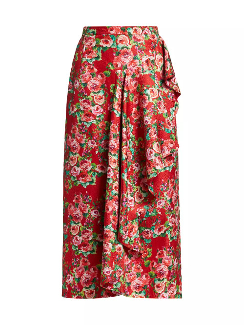 Shirley Floral Silk Midi-Skirt
