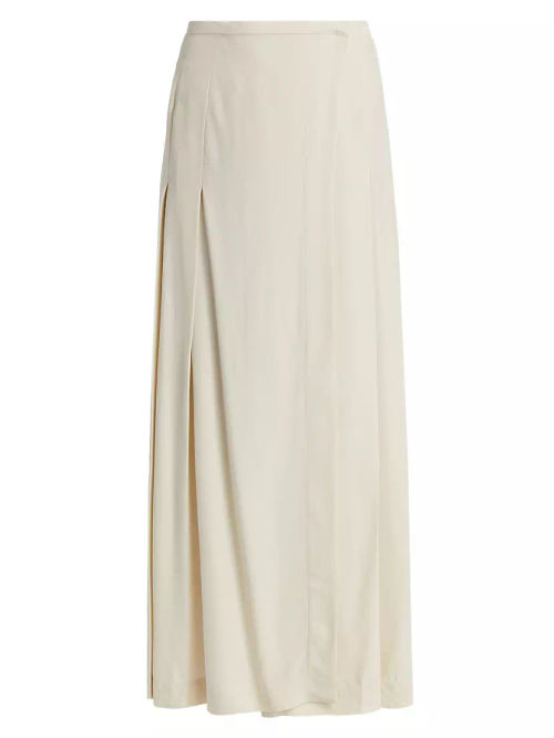 Pleated Wrap Maxi Skirt