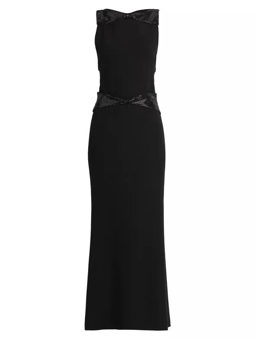 Sleeveless Silk Cut-Out Gown