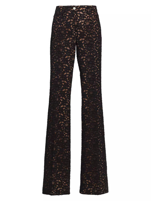 High-Rise Boot-Cut Lace Jeans