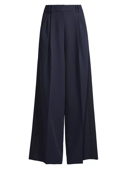 Eliza Pleated Twill Wide-Leg...