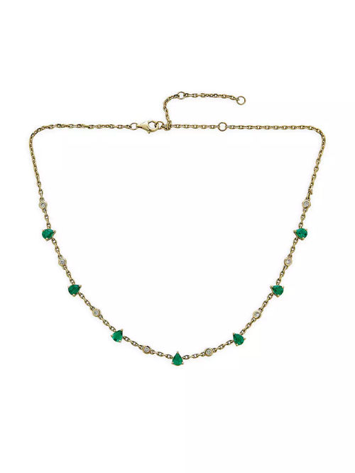 14K Yellow Gold, Emerald &...