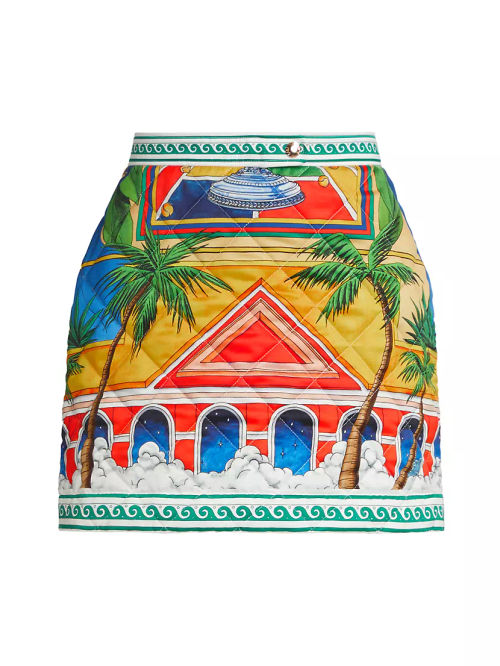 Printed Quilted Miniskirt