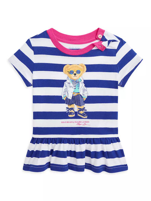 Baby Girl's Polo Bear Striped...