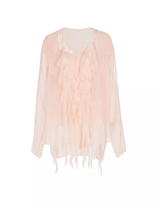 Ruffled Silk Chiffon Blouse