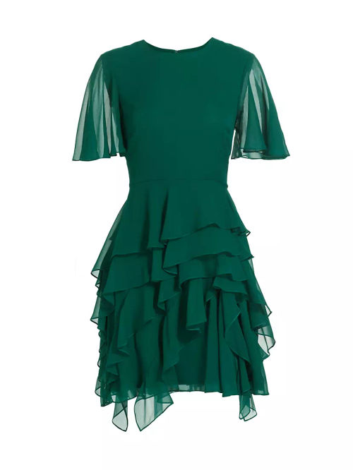 Silk Chiffon Ruffled Minidress