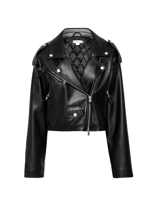 Faux-Leather Cropped Moto...