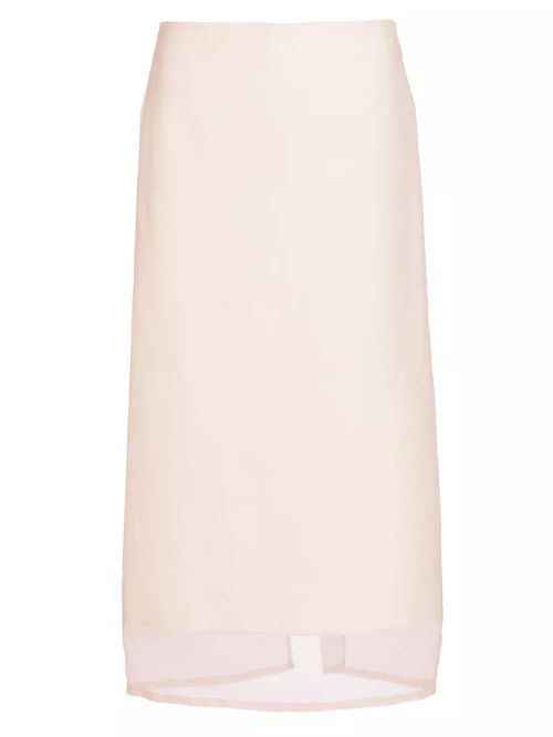 Aceti Silk-Overlay Midi-Skirt