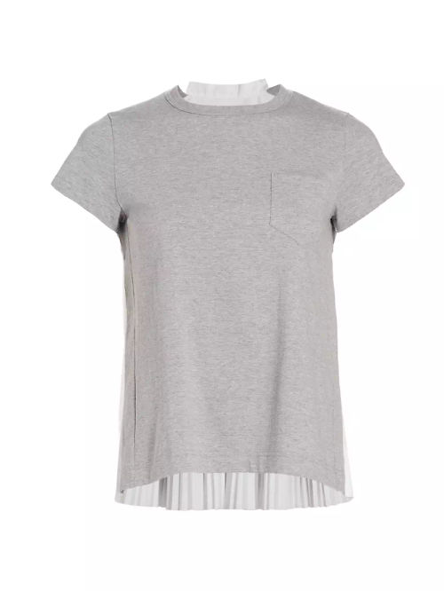 Pleated-Back Cotton Crewneck...