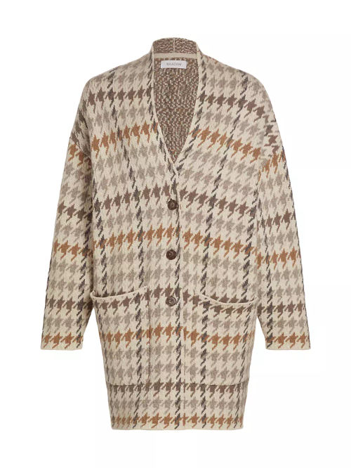 Wool Jacquard Houndstooth Coat