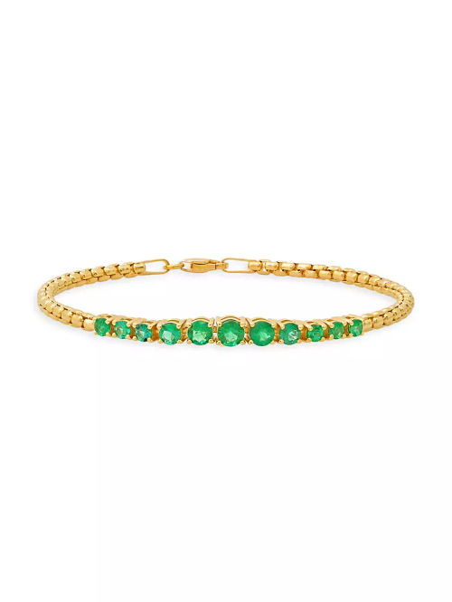 14K Yellow Gold & Emerald...