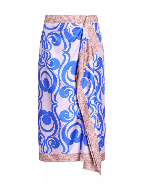 Sole Printed Silk Midi-Skirt