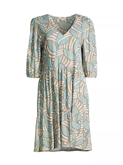 Mosaic Fern Cotton-Blend Dress