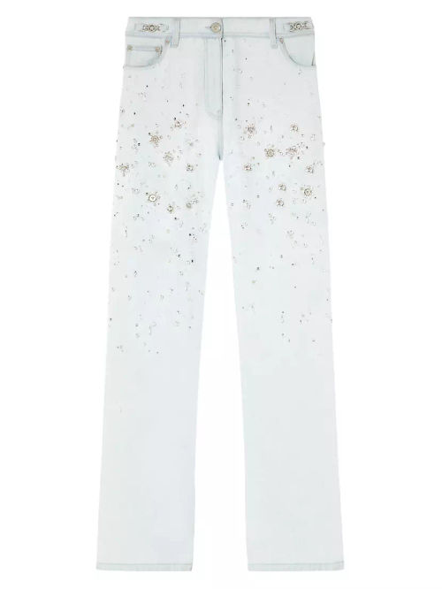 Embroidered Straight-Leg Jeans