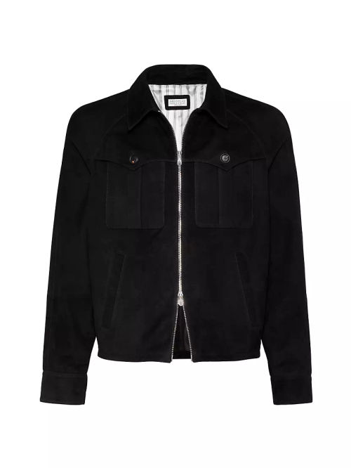 Suede Outerwear Jacket With...