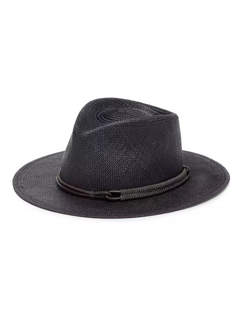 Straw Fedora With Leather And...