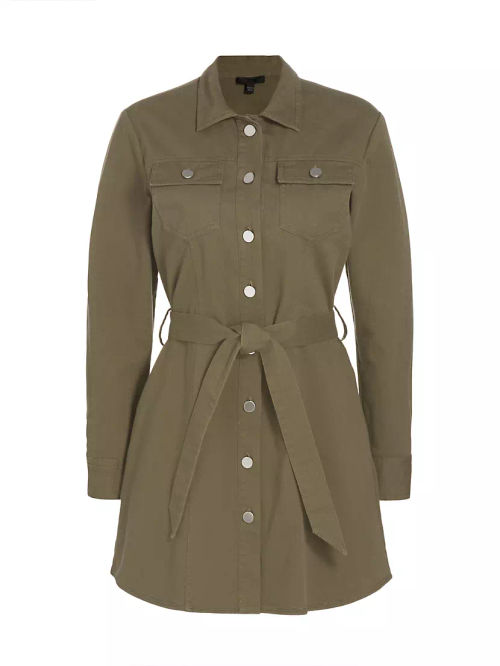 Belted Cotton Twill Shirtdress