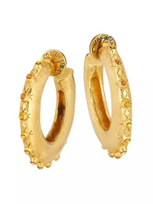 Goldtone & Glass Crystal Hoop...