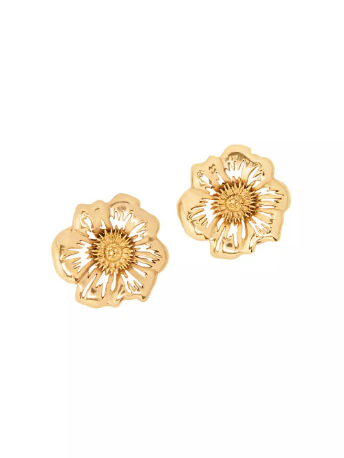 Goldtone Floral Stud Earrings