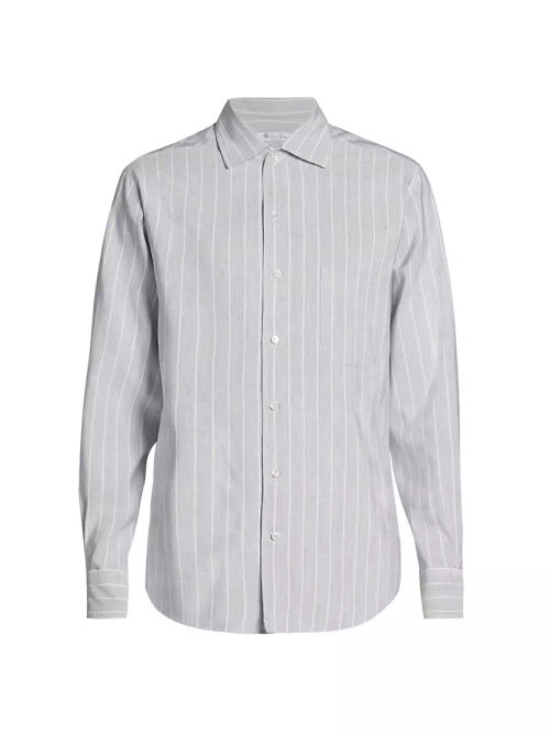 Linen Striped Button-Up Shirt