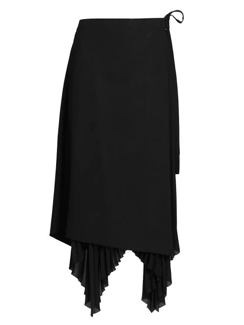 Pleated Wool-Blend Midi-Skirt