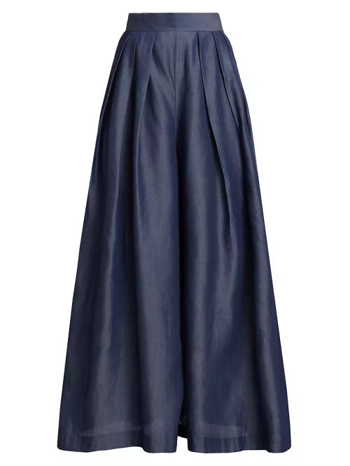 Zora Chambray Wide-Leg Pants