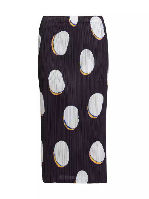 Bean Pleated Dot Midi-Skirt