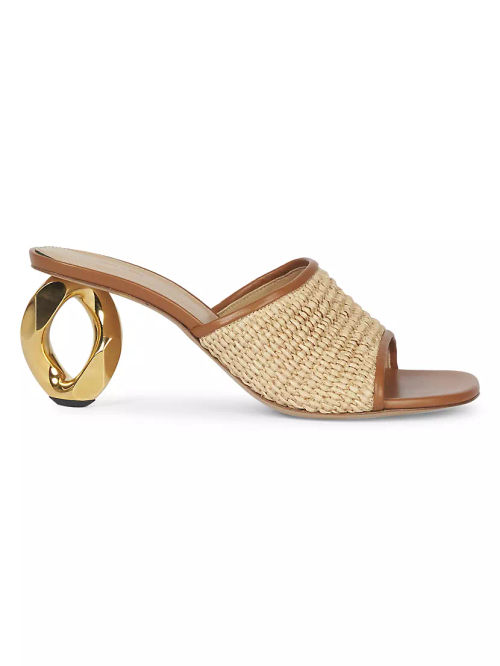 Geometric Heel 75MM Raffia &...