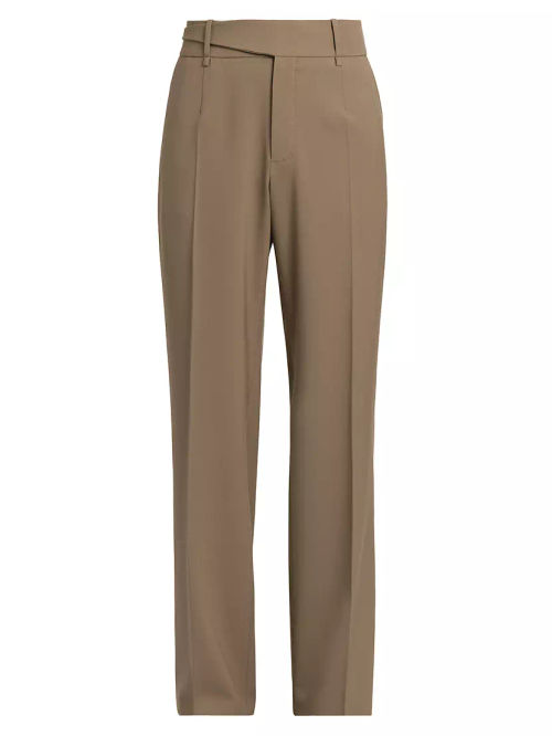 Belted Wool-Blend Pants