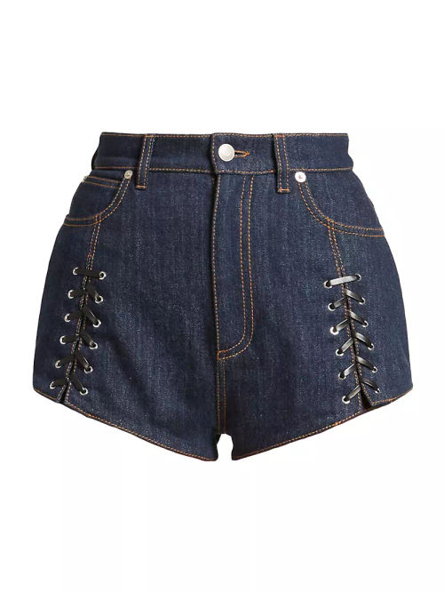 Lace-Up Denim Shorts