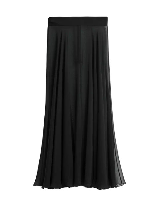 Sheer Chiffon Silk Pleated...